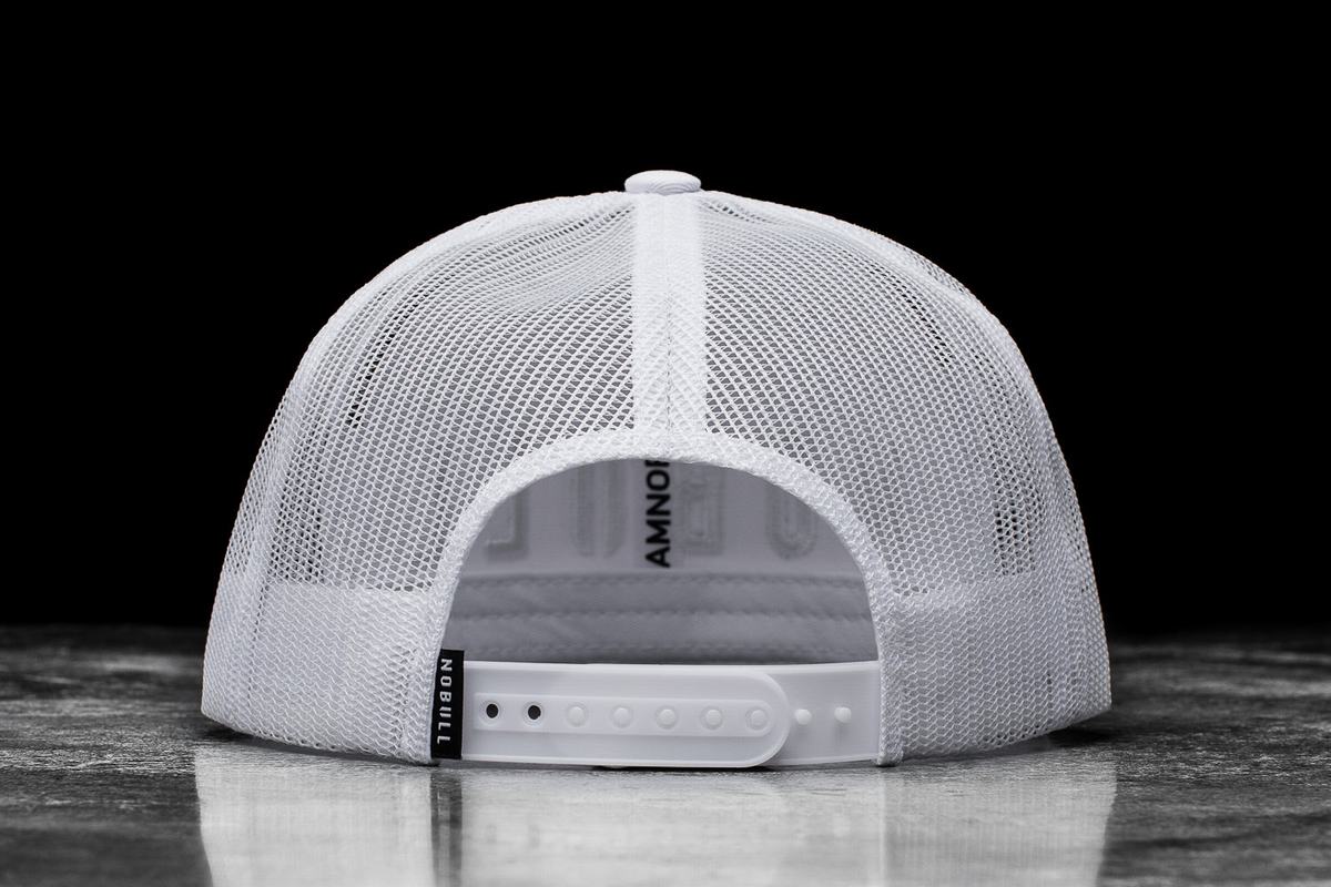 Nobull Flat-Brim Trucker Men's Hats White | Australia (TU2986)